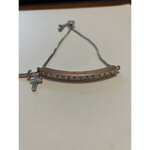 Faith Adjustable Bracelet Rose Gold Tone IBB Crystals Channel Bolo Closure